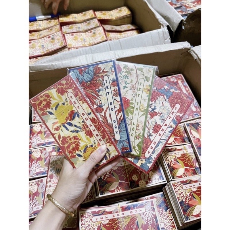 Bao lì xì mẫu mới - hoa cỏ mùa xuân - mix random set 20c/50c