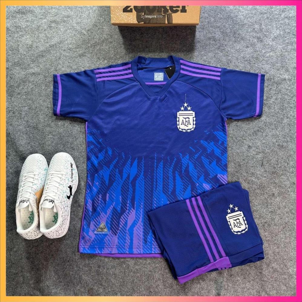 011 Ao bóng đá đội tuyển Argentina chính thức 2022 2023 màu tím, Bộ quần áo bóng đá đẹp thấm hút mồ 