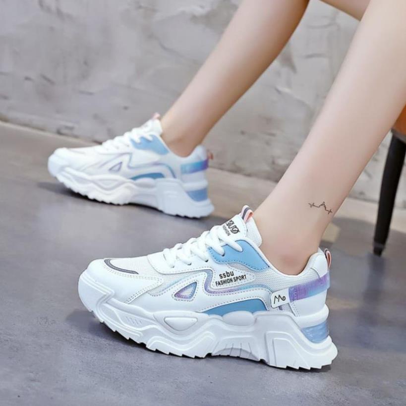 Giày Thể Thao Nữ Màu Trắng Đế Cao 5cm Kiểu Dáng Năng Động Trẻ Trung,Giày Nữ Mẫu Mới Êm Chân Thoáng Khí