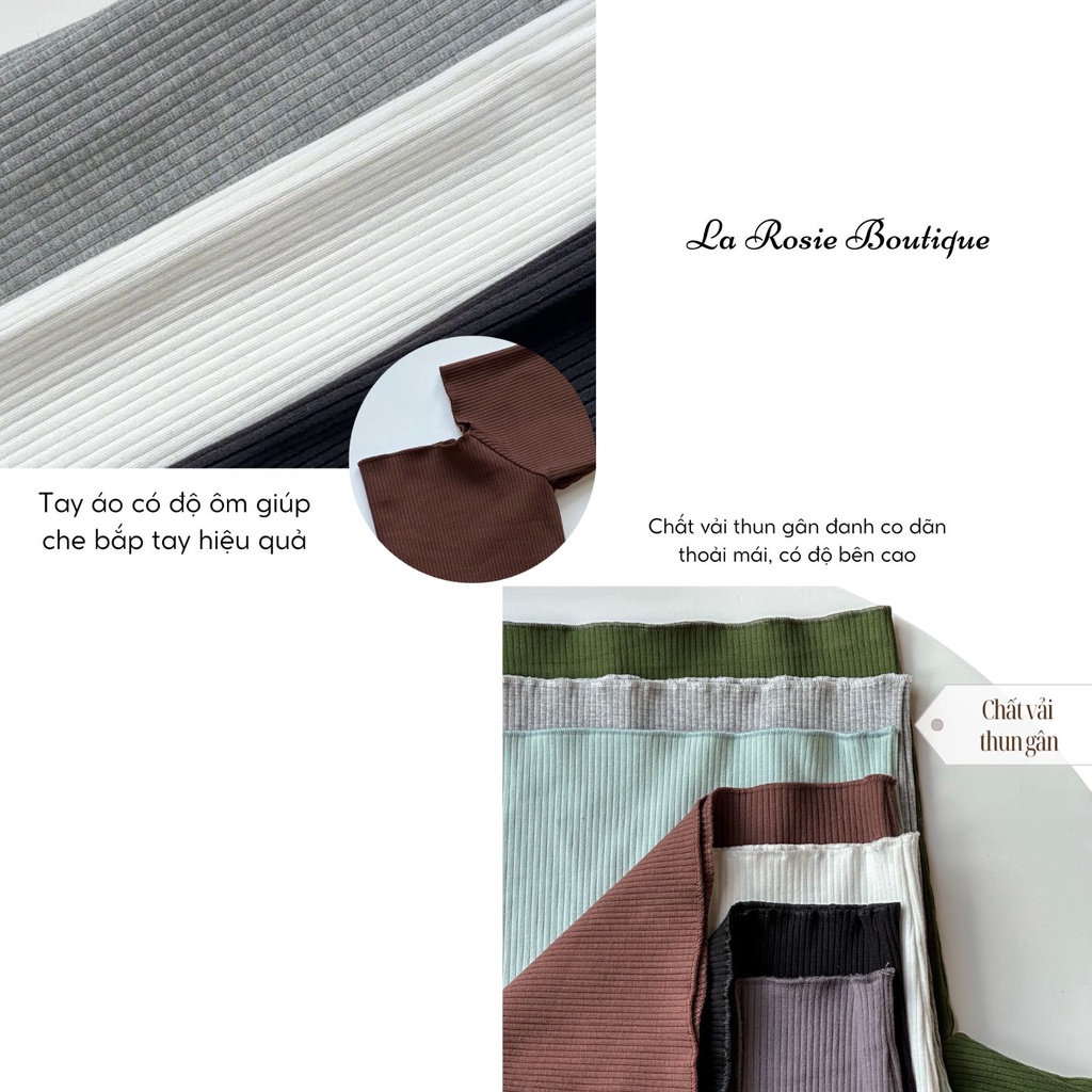 Áo croptop trễ vai tay dài La Rosie Boutique thun gân co giãn 4 chiều có Bigsize - LA12