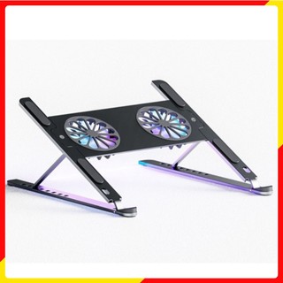  P11F Giá Đỡ Laptop Macbook IPAD - Đế Tản Nhiệt Kê Laptop Quạt Led RGB 8 Mức Chỉnh Độ Cao Đế Kê Laptop Nhôm 