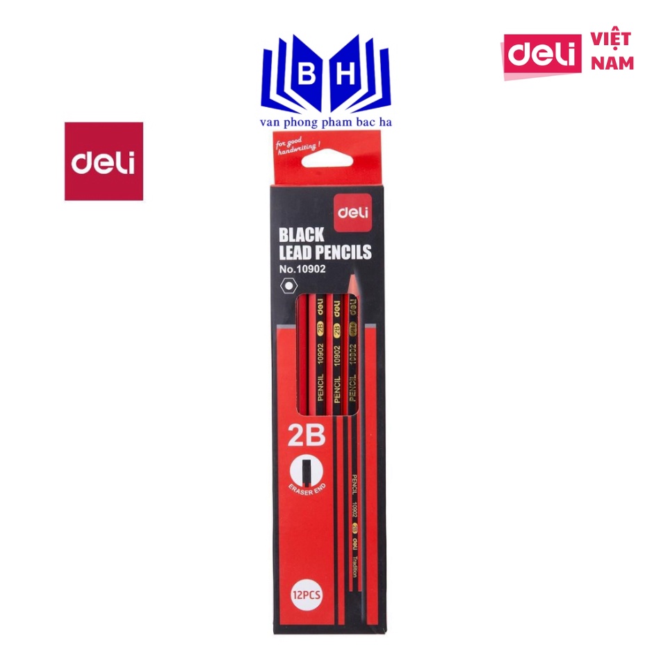 Combo 6 - 12 chiếc Bút chì DeLi 2B E10902 ( 10902 ) - thân lục giác