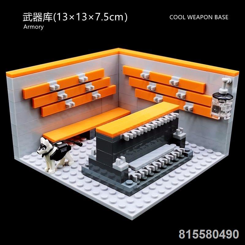 Tương thích với LEGO quân sự khối xây dựng vũ khí hạng nặng kho súng phòng cảnh sát vũ trang SWAT thiết bị ba lô cậu bé