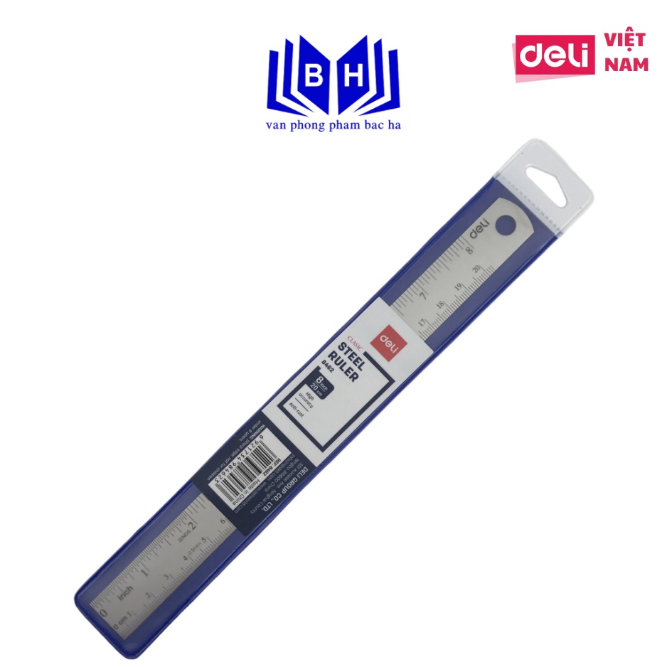Thước Kẻ Thép thời thượng Deli - vật liệu Chống Mòn Gỉ - 20/ 30/ 50cm - E8462/ E8463/ E8464 - thước dùng để kẻ sắt 8462/