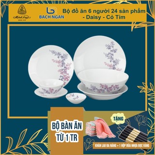 Bộ chén dĩa sứ 24 sản phẩm Daisy Cỏ Tím - Gốm sứ cao cấp Minh Long I