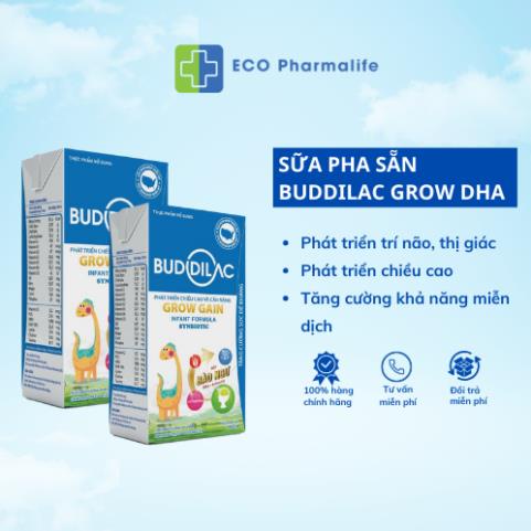 Sữa Pha Sẵn Cao Năng Lượng Cho Bé Buddilac Grow & Gain Giúp Tăng Cân, Tăng Chiều Cao (thùng 48 hộp)