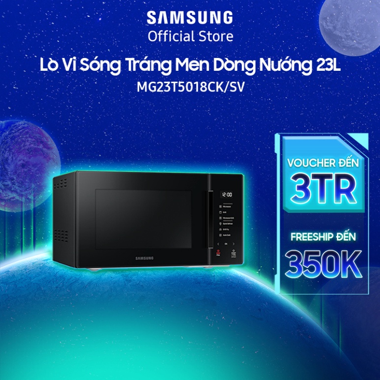 [ Lò vi sóng Samsung tráng men BESPOKE Dòng nướng 23L - Đen (MG23T5018CK) ]