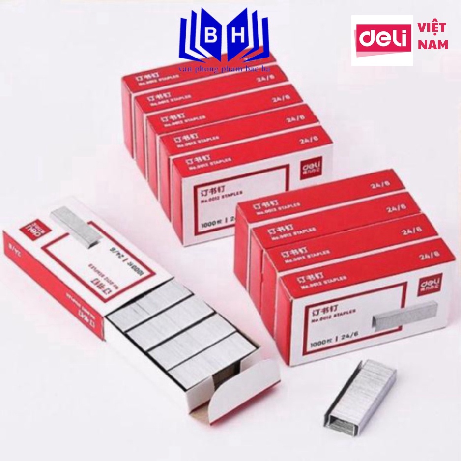 combo 10 hộp Ghim dập/ Đạn ghim 24/6 Deli E0012N ( N12 - 0012 )