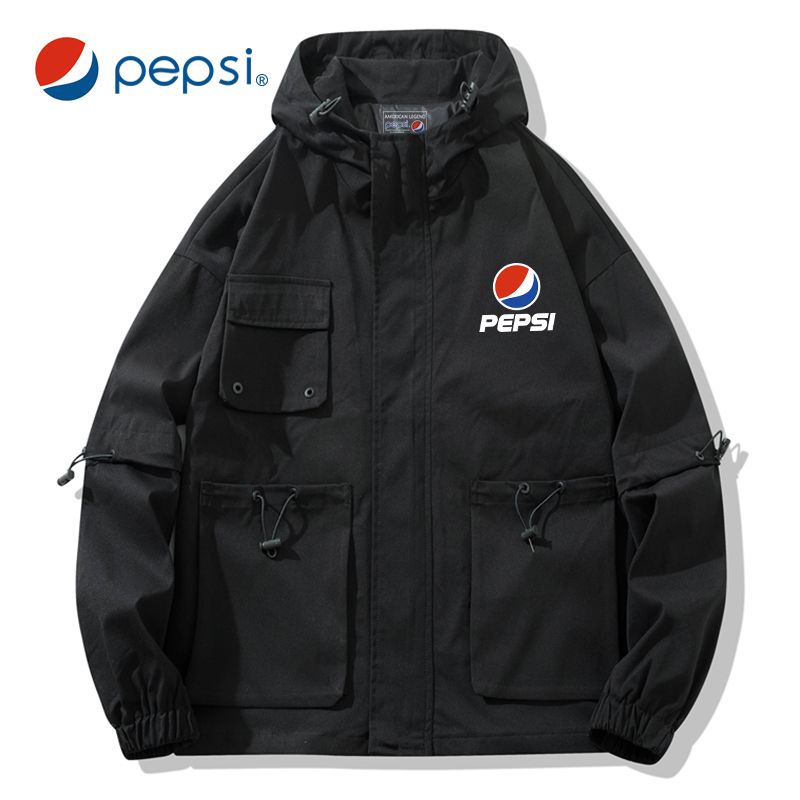 Pepsi Áo Khoác Có Mũ Trùm Phối Nhiều Túi Thời Trang Mùa Xuân Thu Dành Cho Nam