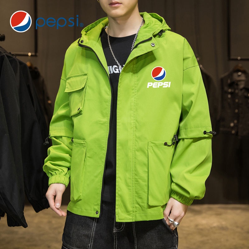 Pepsi Áo Khoác Có Mũ Trùm Phối Nhiều Túi Thời Trang Mùa Xuân Thu Dành Cho Nam