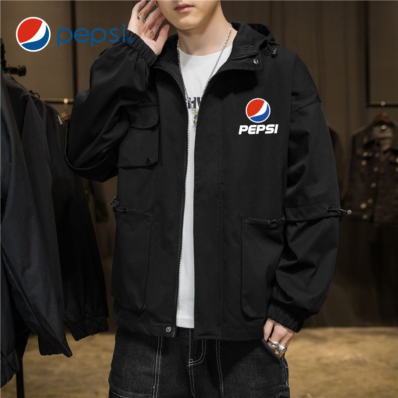 Pepsi Áo Khoác Có Mũ Trùm Phối Nhiều Túi Thời Trang Mùa Xuân Thu Dành Cho Nam