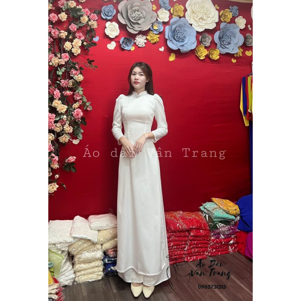 Áo dài lụa học sinh truyền thống nữ , chất lụa tây thi mềm mịn, cổ truyền thống 3cm tay bồng, hàng may sẵn - VT16 .
