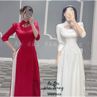 Áo dài lụa truyền thống nữ kiểu cột nơ cách điệu chất lụa tây thi mềm mịn, kiểu tay bồng trẻ trung may sẵn VT07 Quỳnh Dư