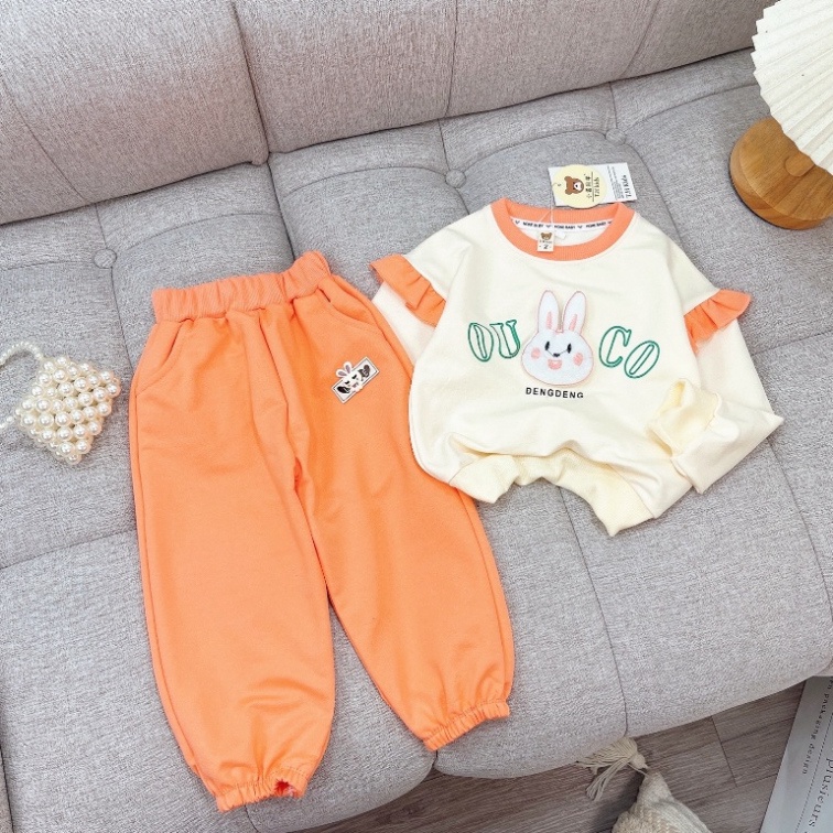 Bộ quần áo dài tay xinh xắn cho bé gái mặc thu đông 10-22kg Kittenbabyshop