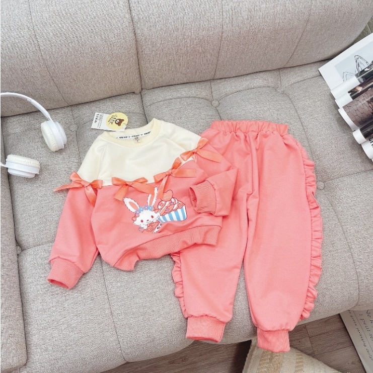 Bộ quần áo dài tay xinh xắn cho bé gái mặc thu đông 10-22kg Kittenbabyshop