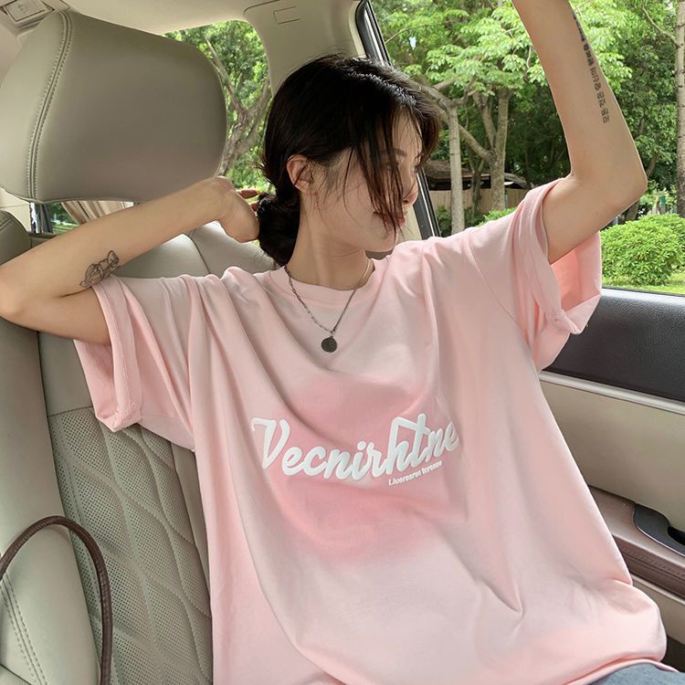 Jiashucheng Áo Thun 100% Cotton Tay Ngắn Dáng Rộng Màu gradient Thời Trang Mùa Hè Cho Nữ