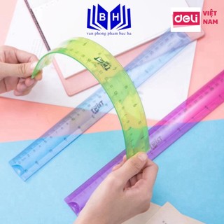 Thước kẻ nhựa dẻo ecopvc 30cm deli - màu đương nhiên - e6209