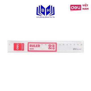 Thước kẻ nhựa học viên 20cm Deli, trong quãng - E6220