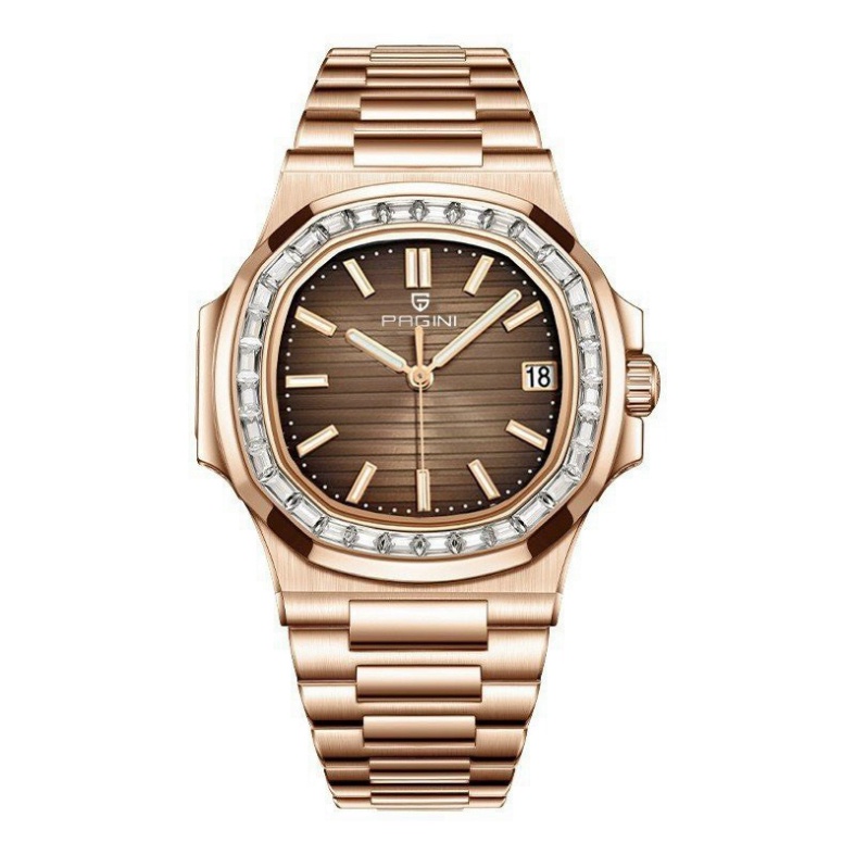 Đồng Hồ Nam PAGINI TN Đính Đá, Đúc Đặc Nguyên Khối, Full Dạ Quang - Chống Nước Chống Xước - Bảo Hành Chính Hãng 1 Năm