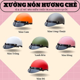 (HÀNG CÔNG TY) Mũ Bảo Hiểm Nửa Đầu Kèm Lưỡi Trai Đen - Nón 1/2 Cam Kết Chất Lượng - 17 Màu