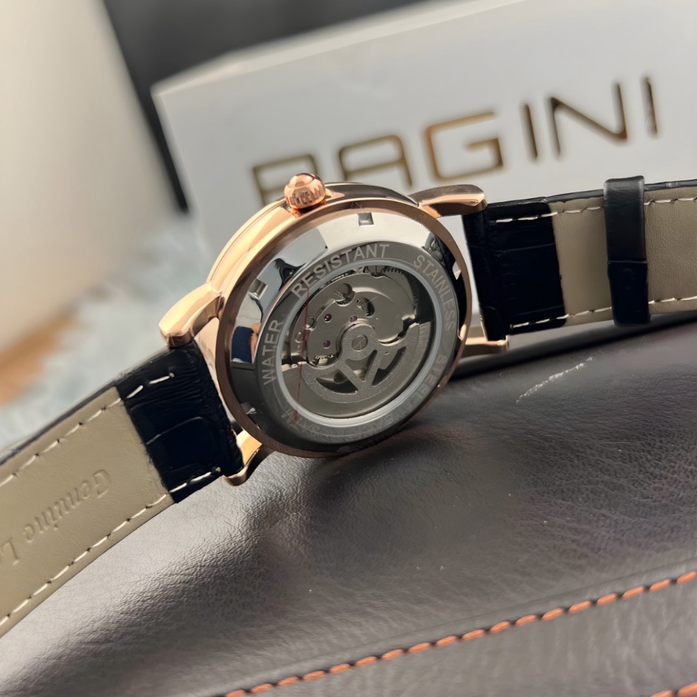 Đồng Hồ Cơ Nam Dây Da Bò PAGINI 9989, Chạy Full 4 Máy 5 Kim, Lịch Tuần Trăng, Lộ Cơ 2 Mặt, Chống Nước Chống Xước - Bảo H