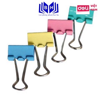 Hộp kẹp sắt màu/ kẹp bướm màu deli 19mm e8555a - 40 cái/hộp đủ sắc màu - 8555