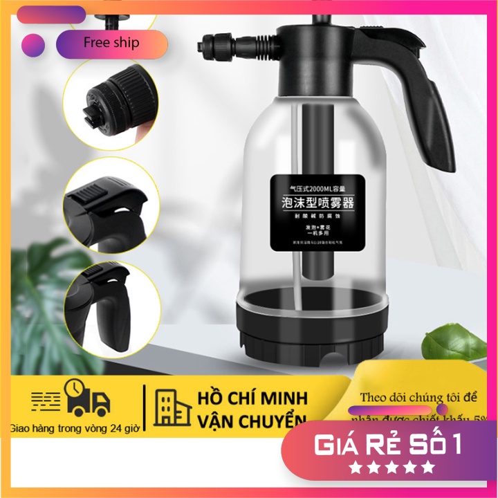 Chính hãng  Xịt Bọt Tuyết Phiên Bản Mới Dung Tích 2 Lít Áp Suất Cao Rửa Xe Ô Tô, Tưới Cây Dọn Bếp Chất Liệu