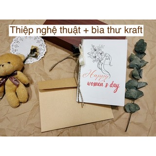 Thiệp 20/10, thiệp sinh nhật, love you thiết  kế kèm bìa thư giấy kraft
