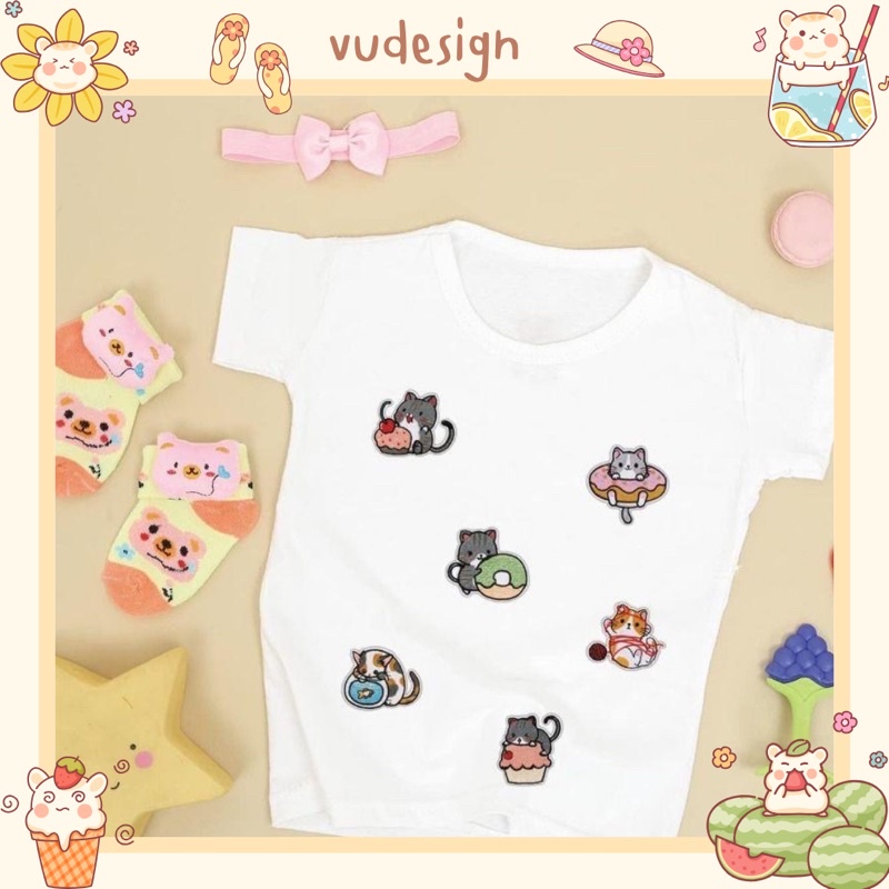 Sticker Dán Vải, Sticker Ủi Thêu Quần Áo, Balo Hình Mèo Dễ Thương Đáng Yêu Mèo Thần Tài Vudesign