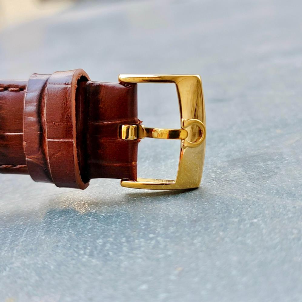 Đồng hồ Nam Omg bát quái mặt vàng  vỏ vàng ta mặt trắng dòng cơ Automatic size 40mm dây da