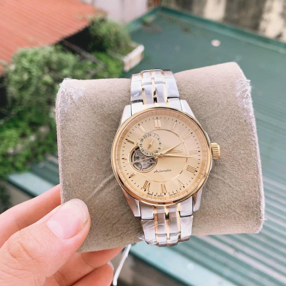 Đồng hồ Nam seiko hở mặt 3kim 24h chạy cơ automatic nhiều màu máy Nhật size 40mm dây kim loại