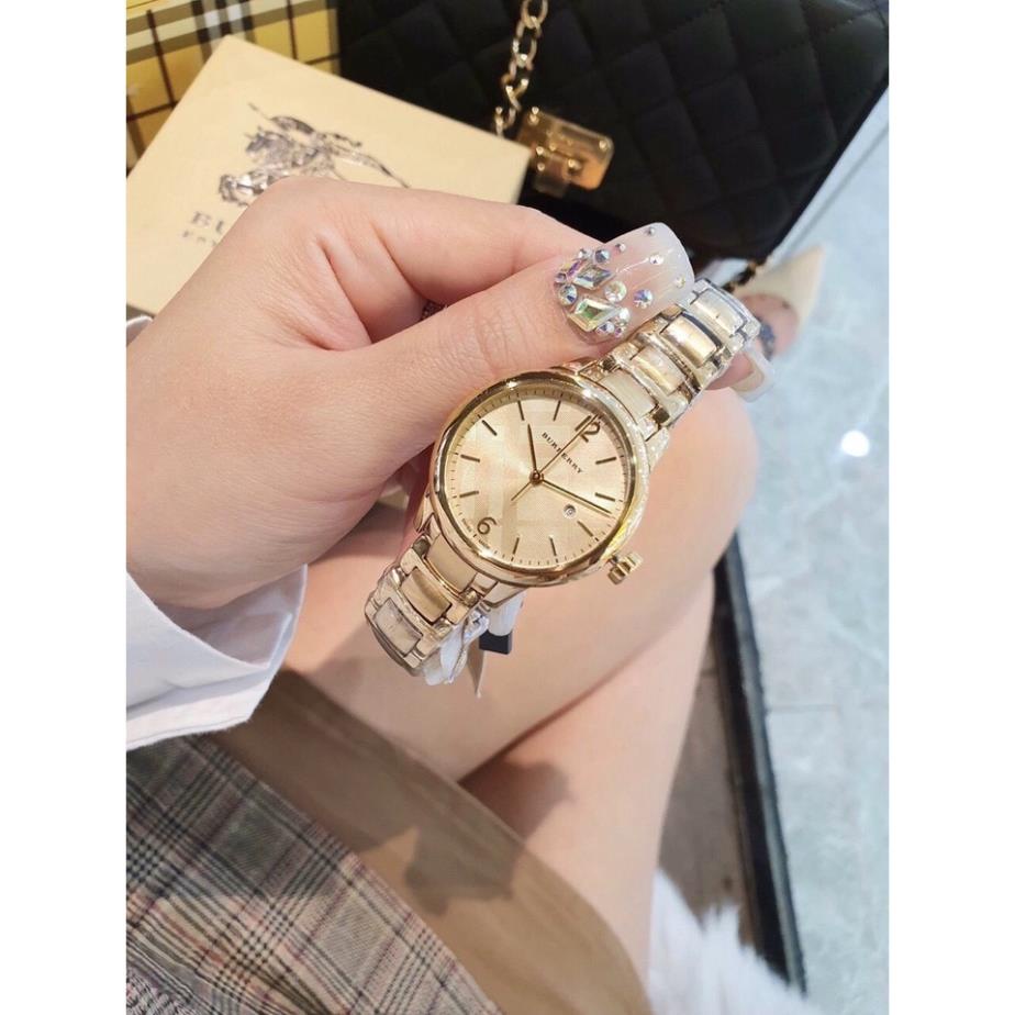 Đồng hồ Bubery Nữ cao cấp chạy pin máy Nhật size 28-34mm dây vân kim loại vàng gold rực rỡ