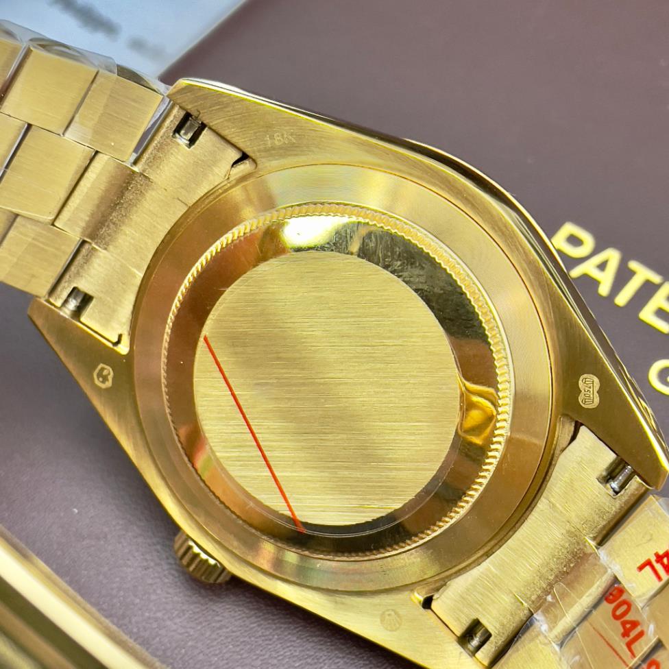 Đồng hồ Nam Rolex vành băm day date máy nhật mặt vàng gold số la mã 42mm dòng cơ Automatic