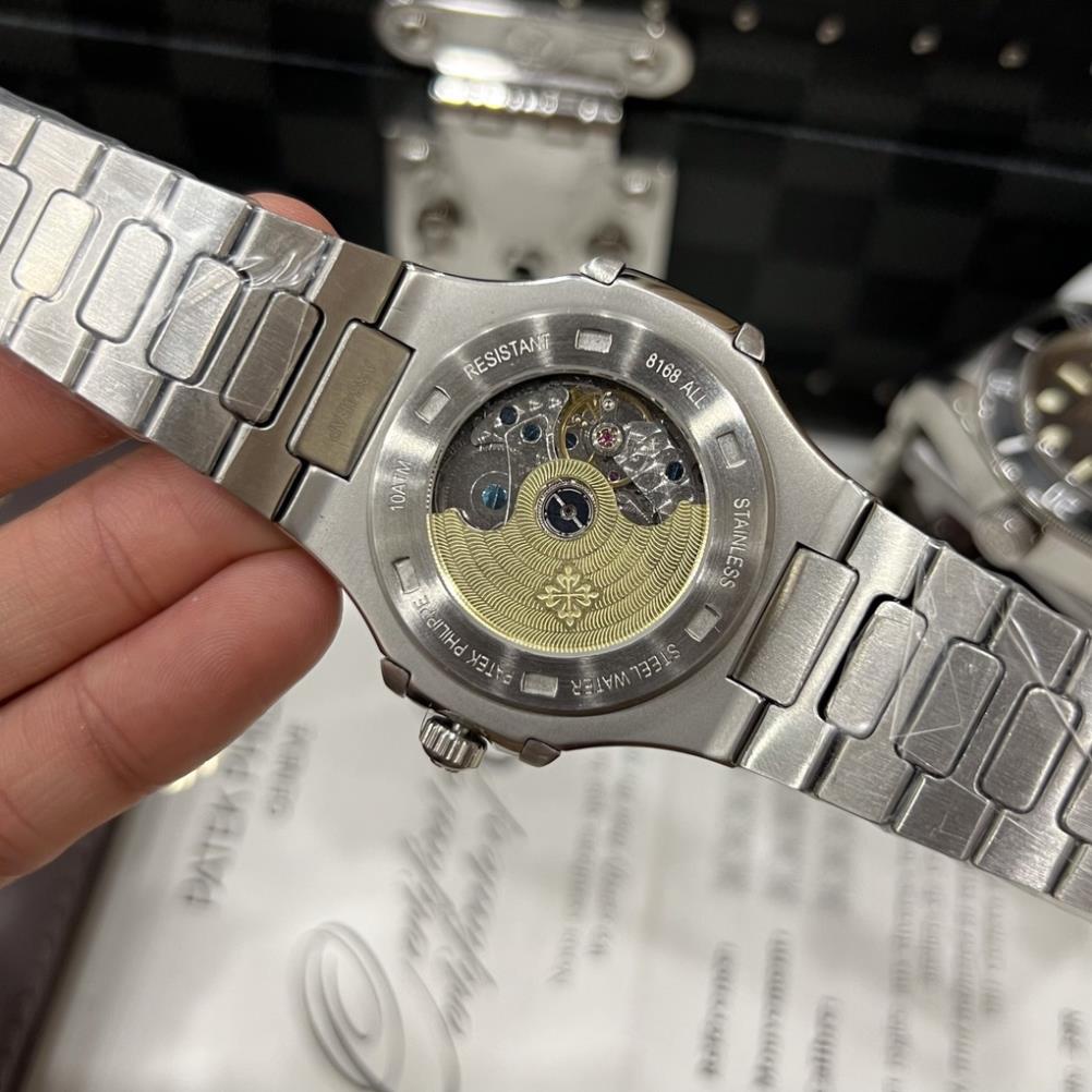 Đồng hồ Nam Ptx vuông trăng sao màu xám vành đá vuông size 40-41mm có lịch date month, kim dạ quang dây kim loại