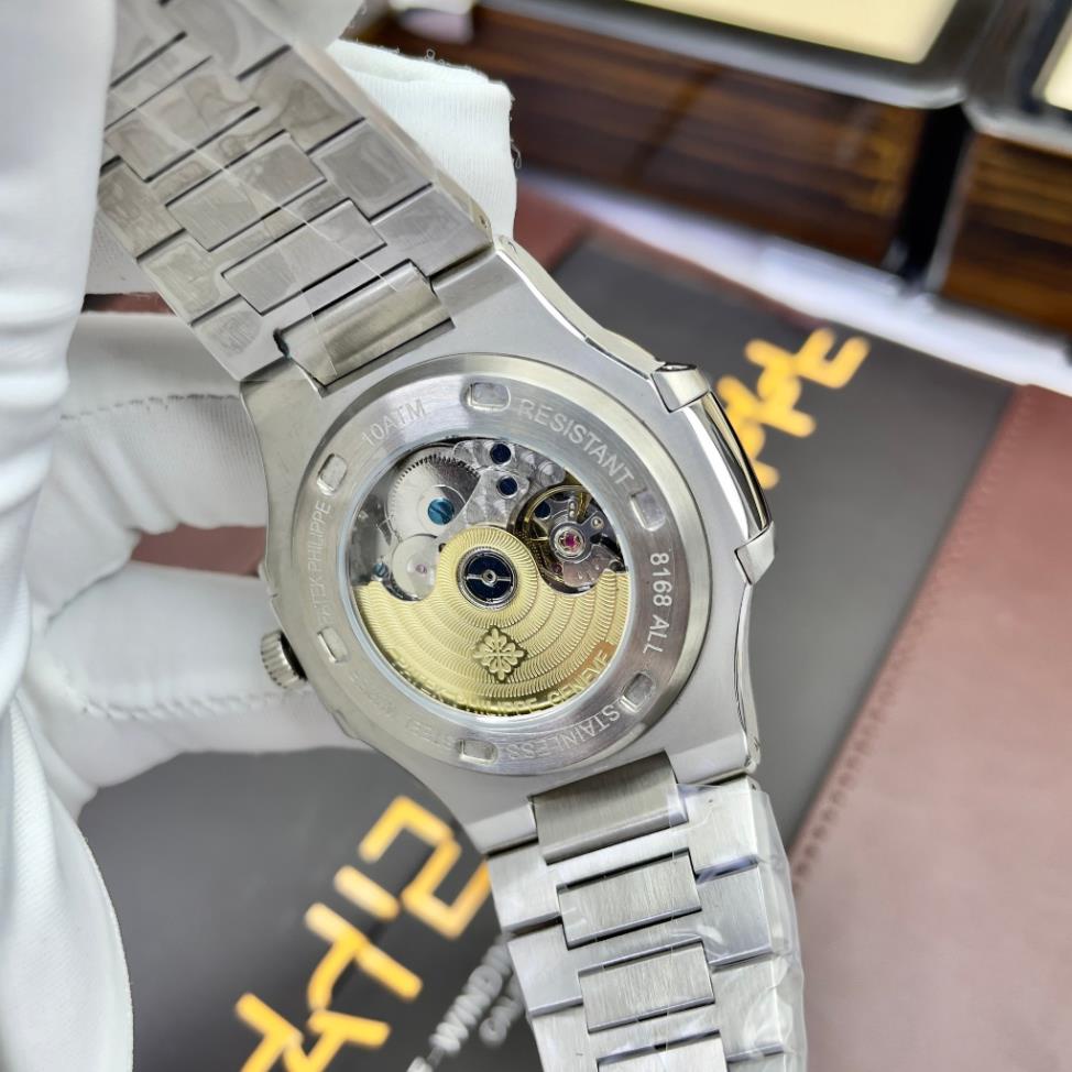 Đồng hồ Nam Ptx vuông trăng sao màu xám vành đá vuông size 40-41mm có lịch date month, kim dạ quang dây kim loại