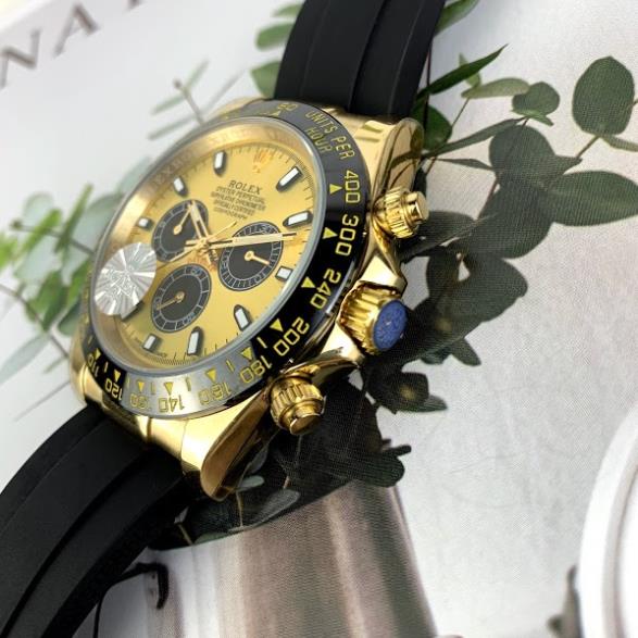 Đồng hồ Nam Rolex dây cao su máy nhật dòng cơ Automatic size 41mm măt vàng vỏ vàng gold