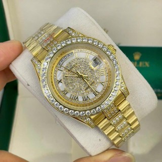 Đồng hồ Nam Rl vành đá day date mặt đá dây đá vỏ vàng số la mã máy nhật dòng cơ Automatic size 41mm dây kim loai