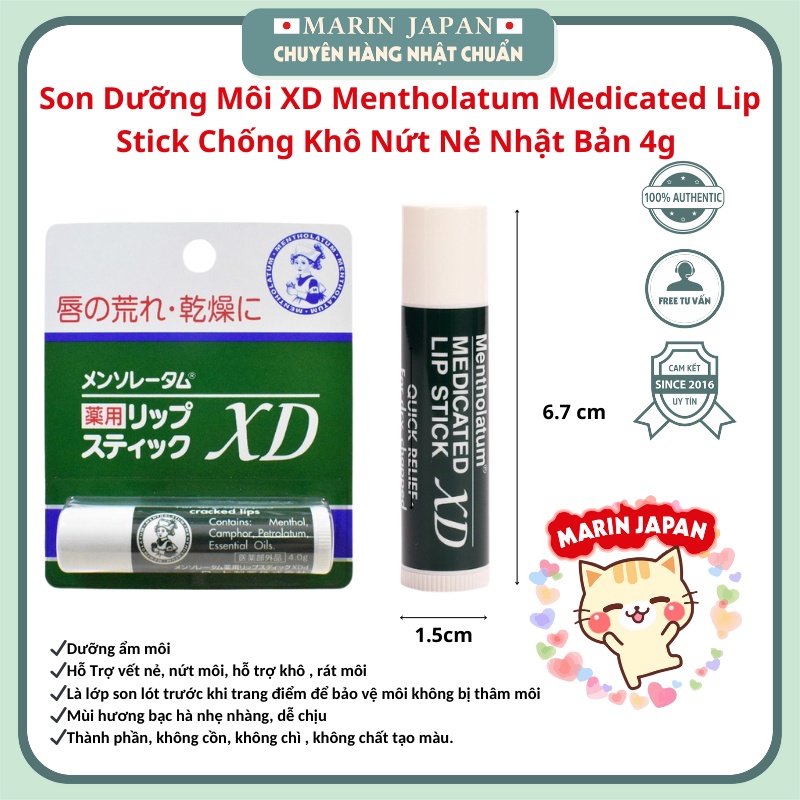 [Chuẩn Nhật]Son Dưỡng Ẩm Môi XD Mentholatum Medicated Lip Stick Nhật Bản tinh Chất Bạc Hà