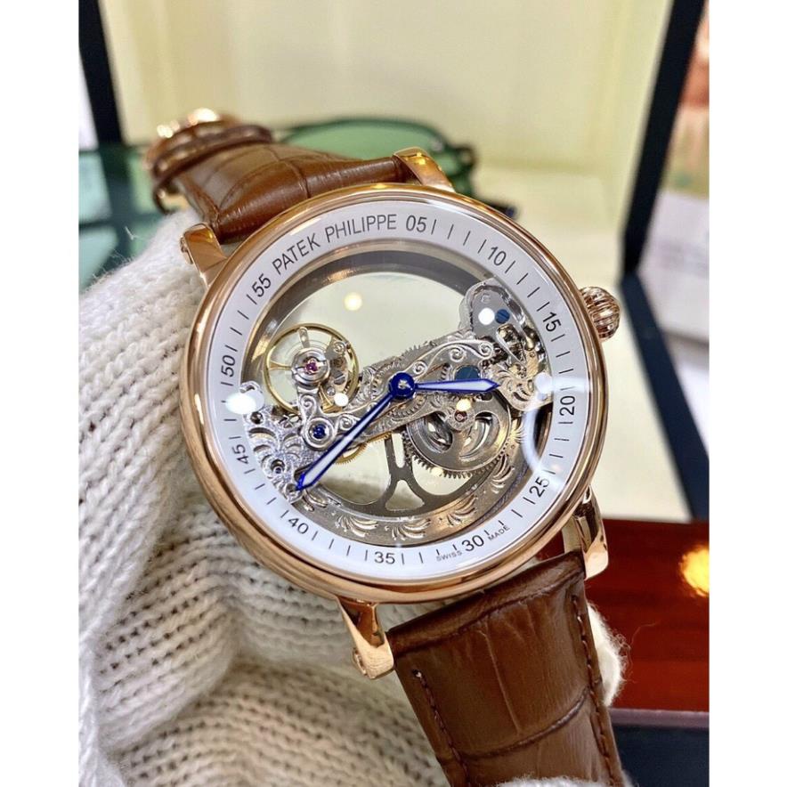 Đồng hồ Nam Ptek cơ Automatic kín trong độc đẹp lạ dây da 40mm