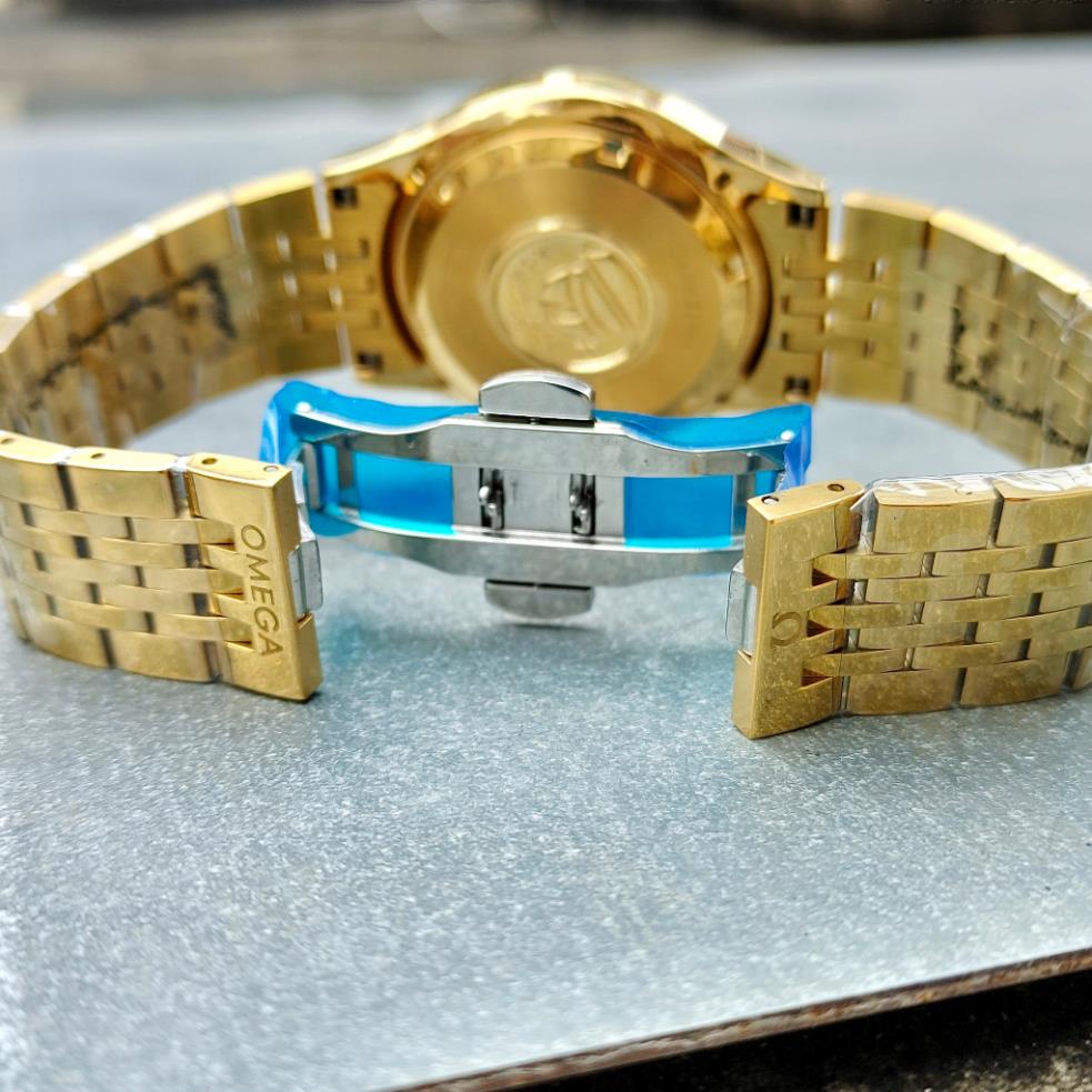 Đồng hồ Nam Omg bát quái  vỏ vàng ta mặt trắng dòng cơ Automatic size 40mm kim loại