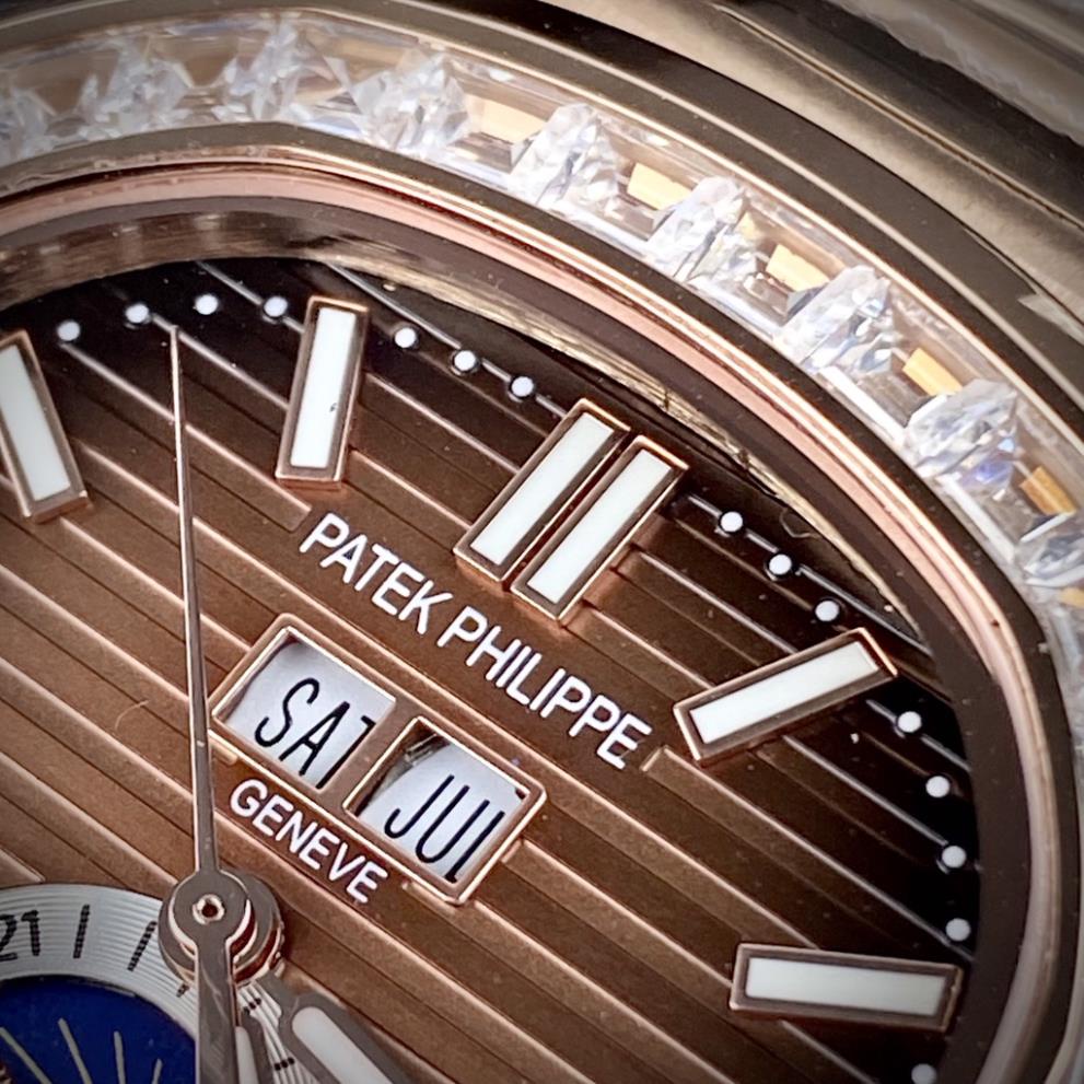 Đồng hồ Nam Ptx vuông vành đá vuông trăng sao màu nâu cafe dây kim loại size 40-41mm có lịch date month, kim dạ quang