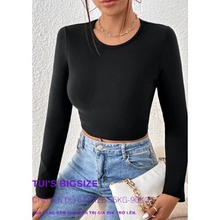 ÁO CROPTOP CỔ TRÒN TAY DÀI . ( Size lớn bigsize 55kg-95kg).