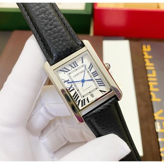 Đồng hồ Nam CTE 3kim chữ nhật dây da số la mã vỏ trắng 38mm dòng cơ Automatic