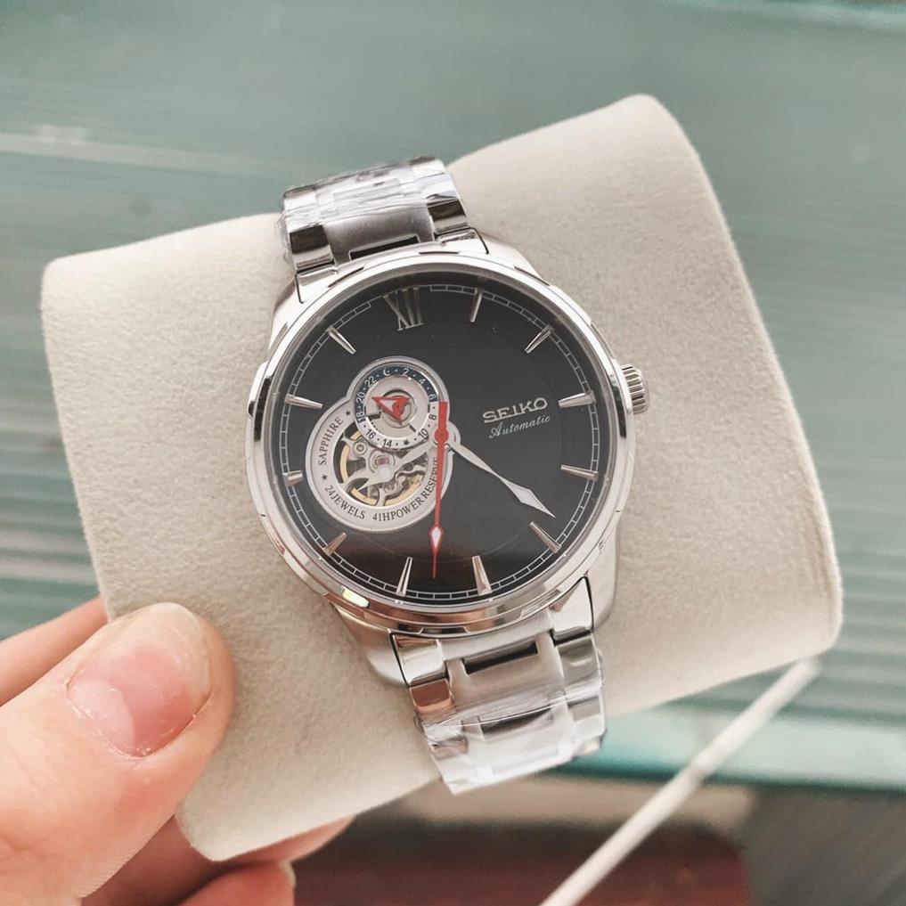 Đồng hồ Nam seiko hở mặt 4kim 24h chạy cơ automatic nhiều màu máy Nhật size 40mm dây kim loại vỏ trắng