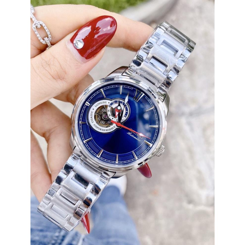 Đồng hồ Nam seiko hở mặt 4kim 24h chạy cơ automatic nhiều màu máy Nhật size 40mm dây kim loại vỏ trắng