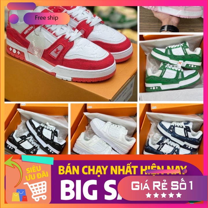 RẺ VÔ ĐỊCH Gía gốc Giày thể thao/sneaker LV cao cấp đủ màu đen xanh lá đỏ hồng phối đồ cực chất, giày Louis Vuitton Trai