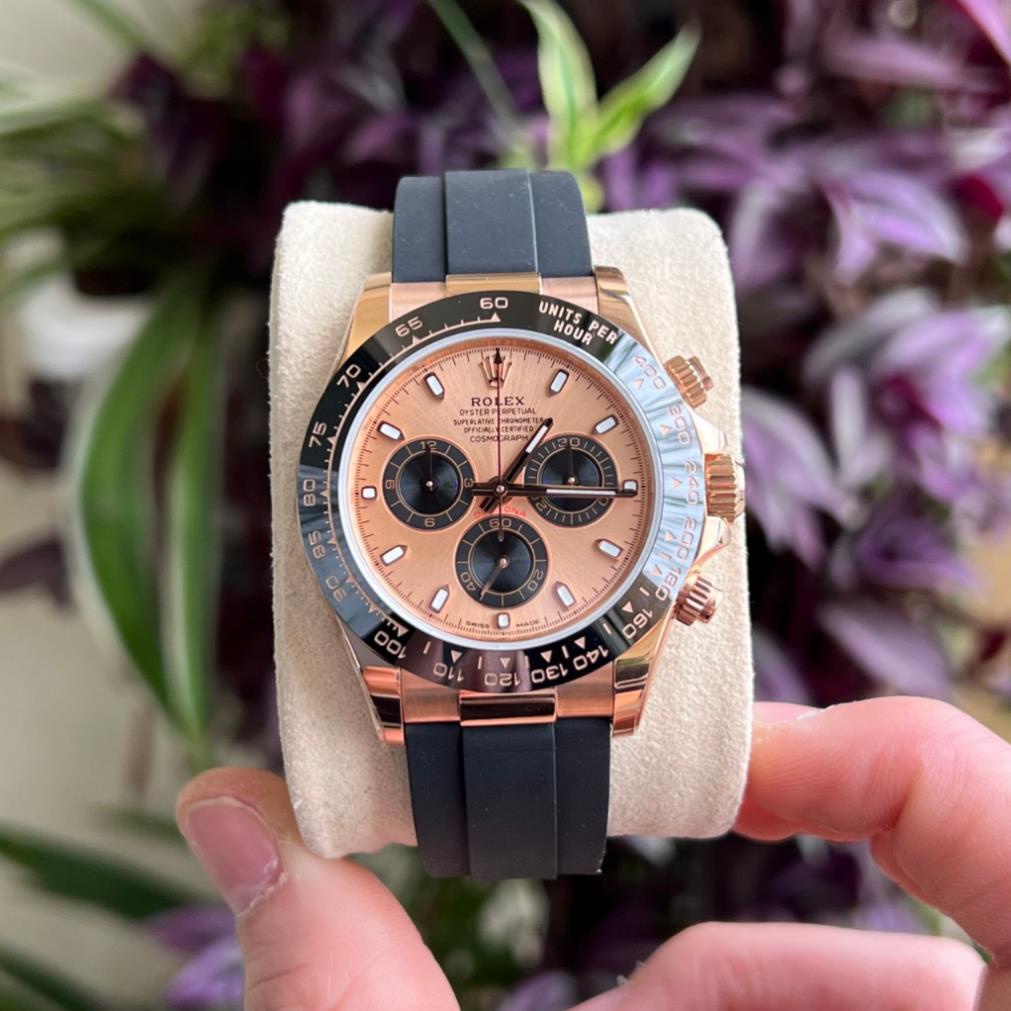 Đồng hồ Nam Rolex daytona vàng hồng dây cao su máy nhật dòng cơ Automatic size 40mm