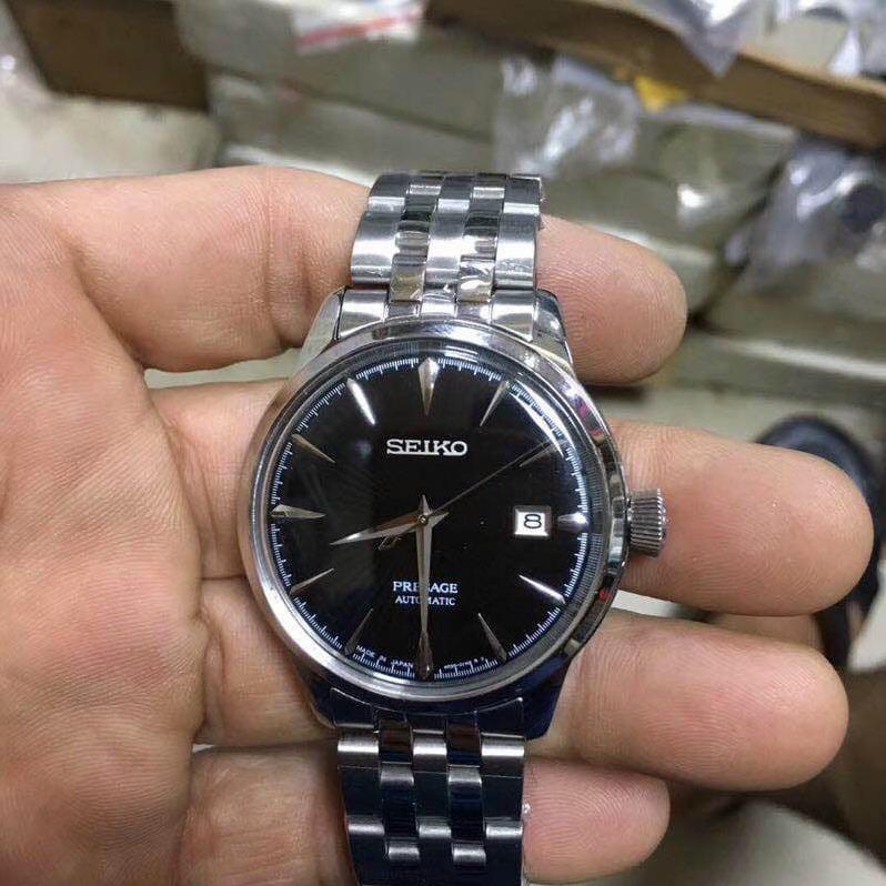 Đồng hồ Nam seiko 3kim 1lich chạy cơ automatic mặt trắng vỏ trắng nhiều màu máy Nhật size 40mm