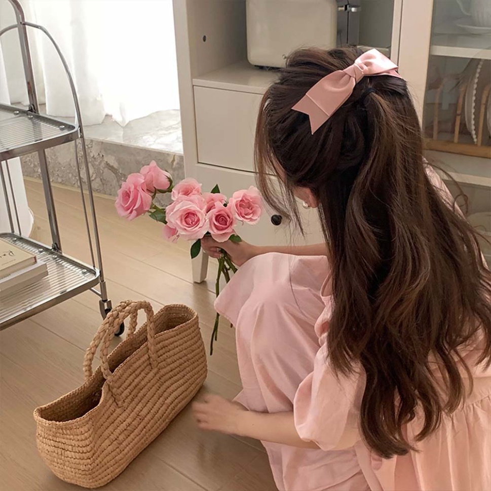 Kẹp tóc nơ ruy băng siêu dễ thương dành cho nữ, kẹp nơ 2 tầng Hàn Quốc Zichi NO17