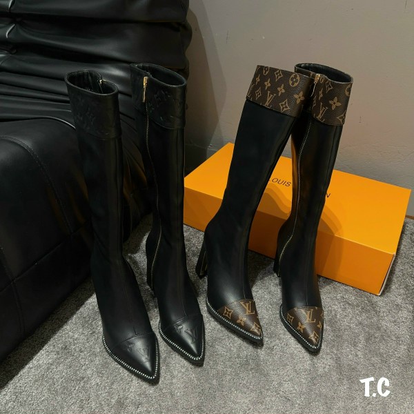 Boot đùi lv da 2 màu viền nâu và viền đen size 35-39 fullbox
